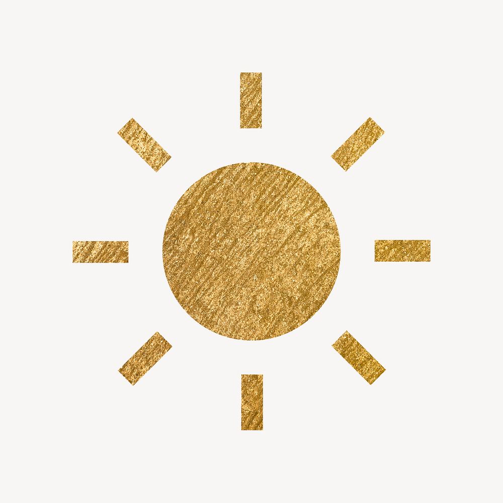 Sun, weather icon, gold illustration psd