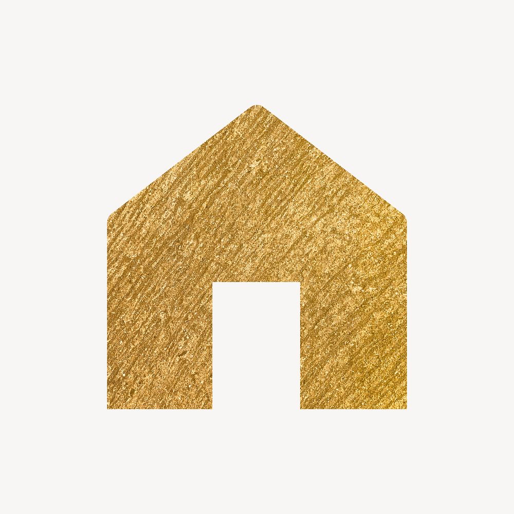 Home icon, gold illustration psd