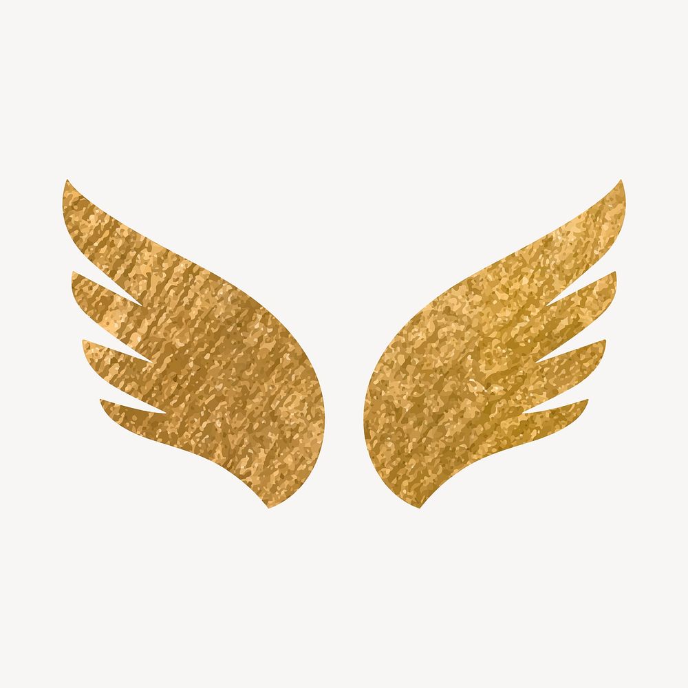 Wings icon, gold illustration vector