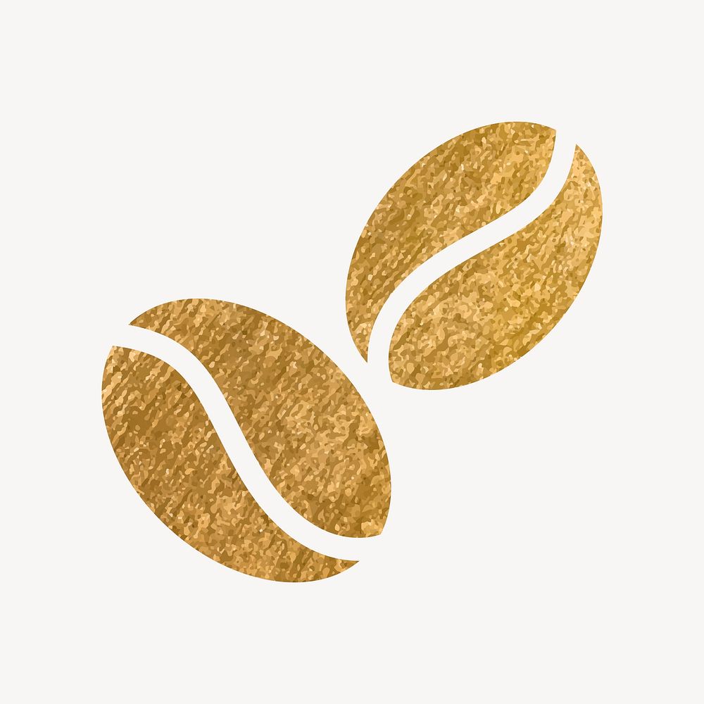 Coffee bean, cafe icon, gold illustration vector