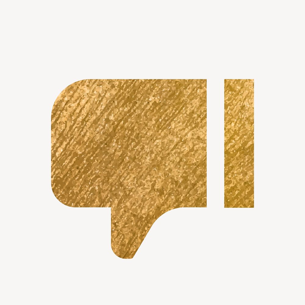 Thumbs down, dislike icon, gold illustration vector
