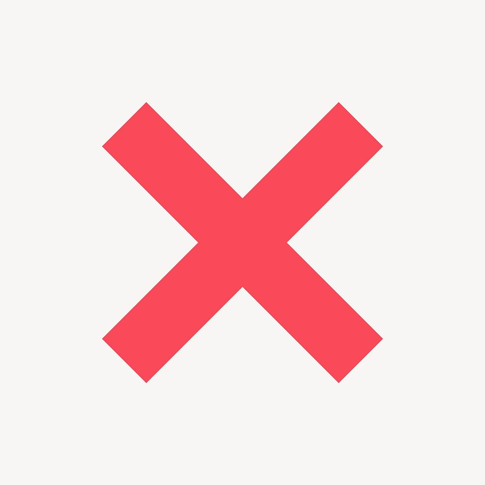 X mark icon, flat graphic vector