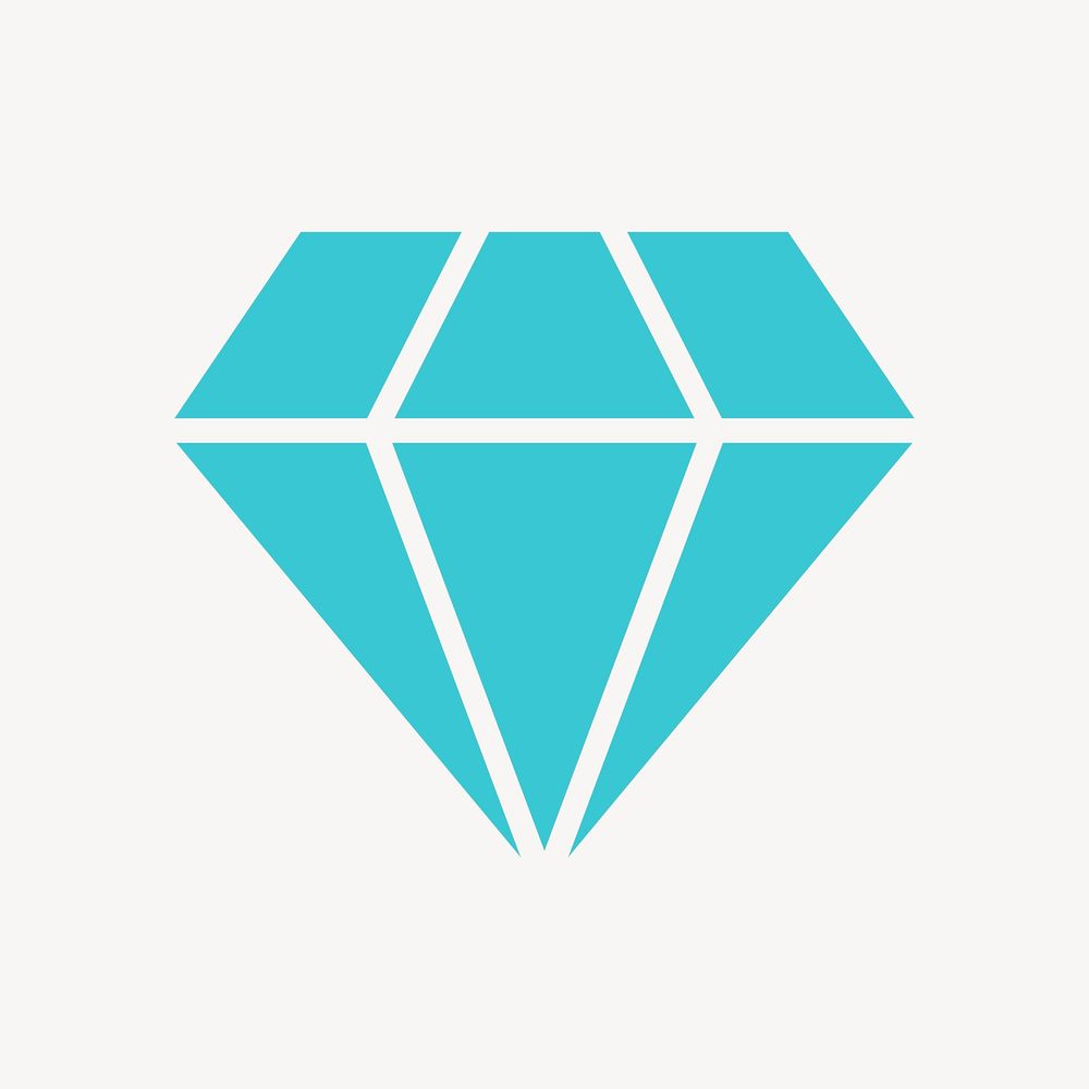 Diamond shape icon, flat graphic psd