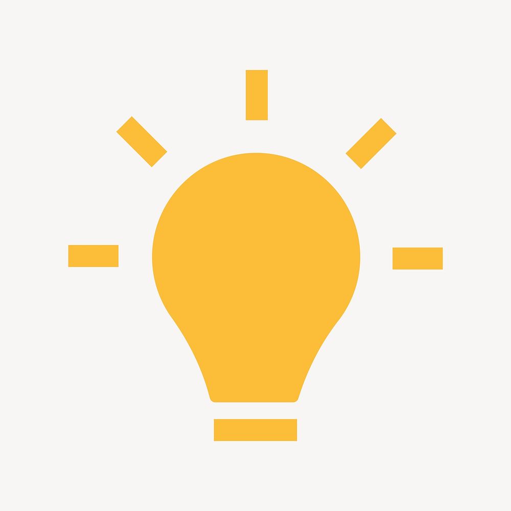 Light bulb icon, flat graphic psd