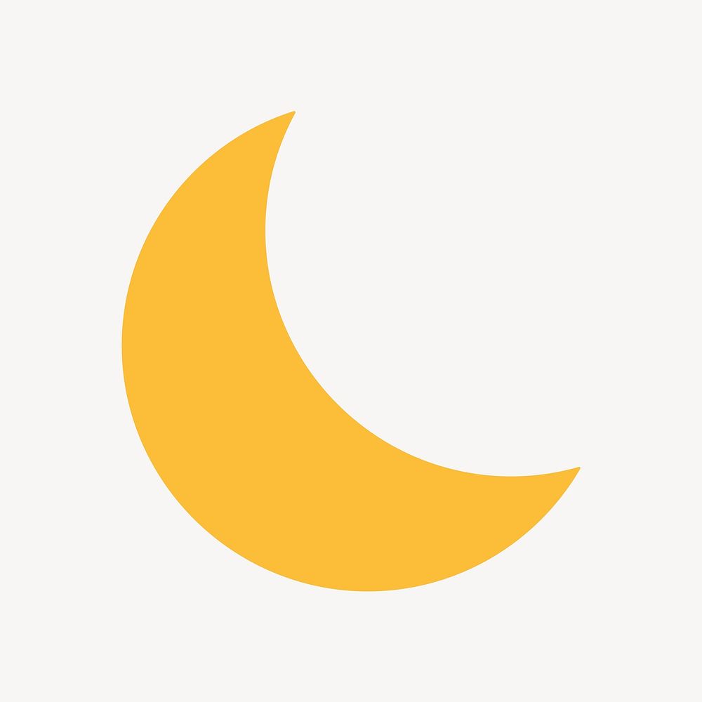 Crescent moon icon, flat graphic vector
