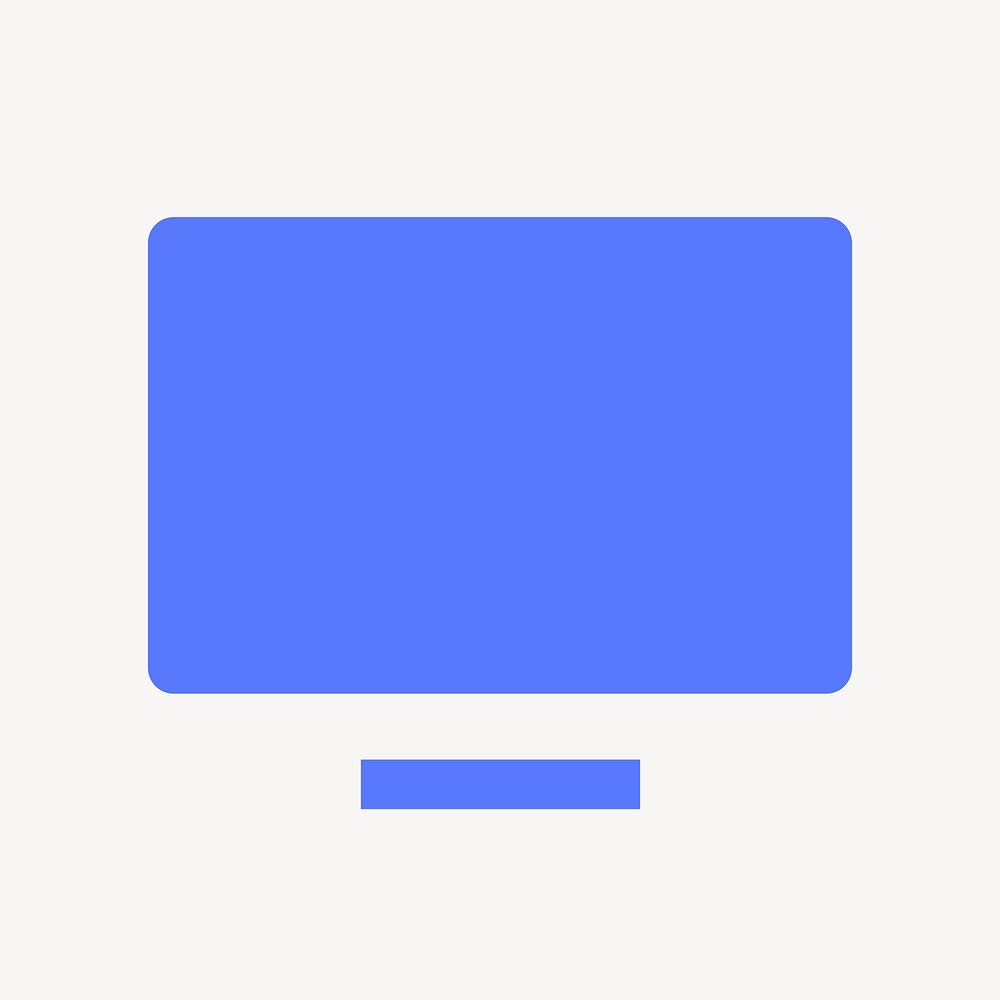 Computer screen icon, flat graphic psd