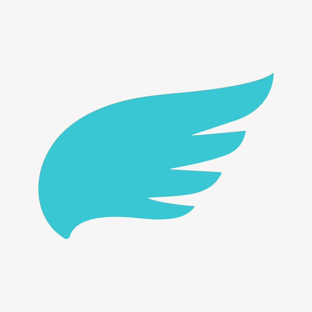 Blue wing icon, flat graphic psd