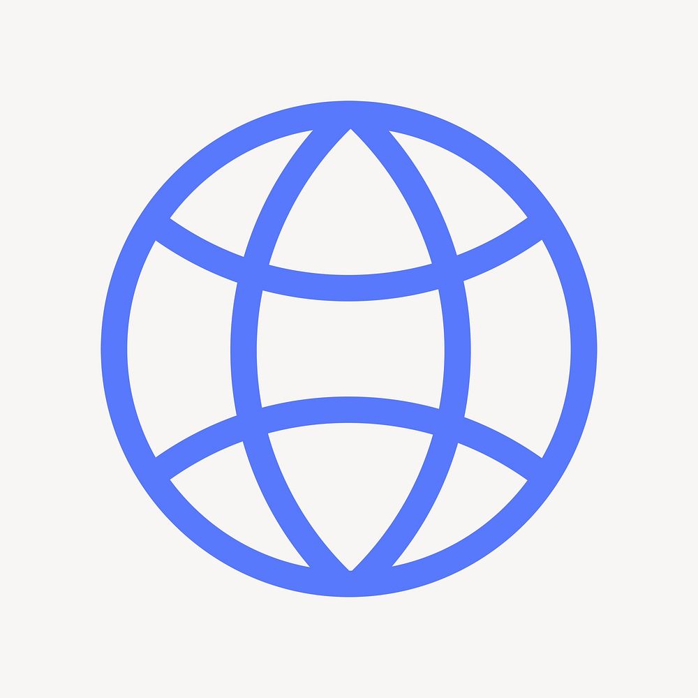 Globe grid icon, flat graphic psd