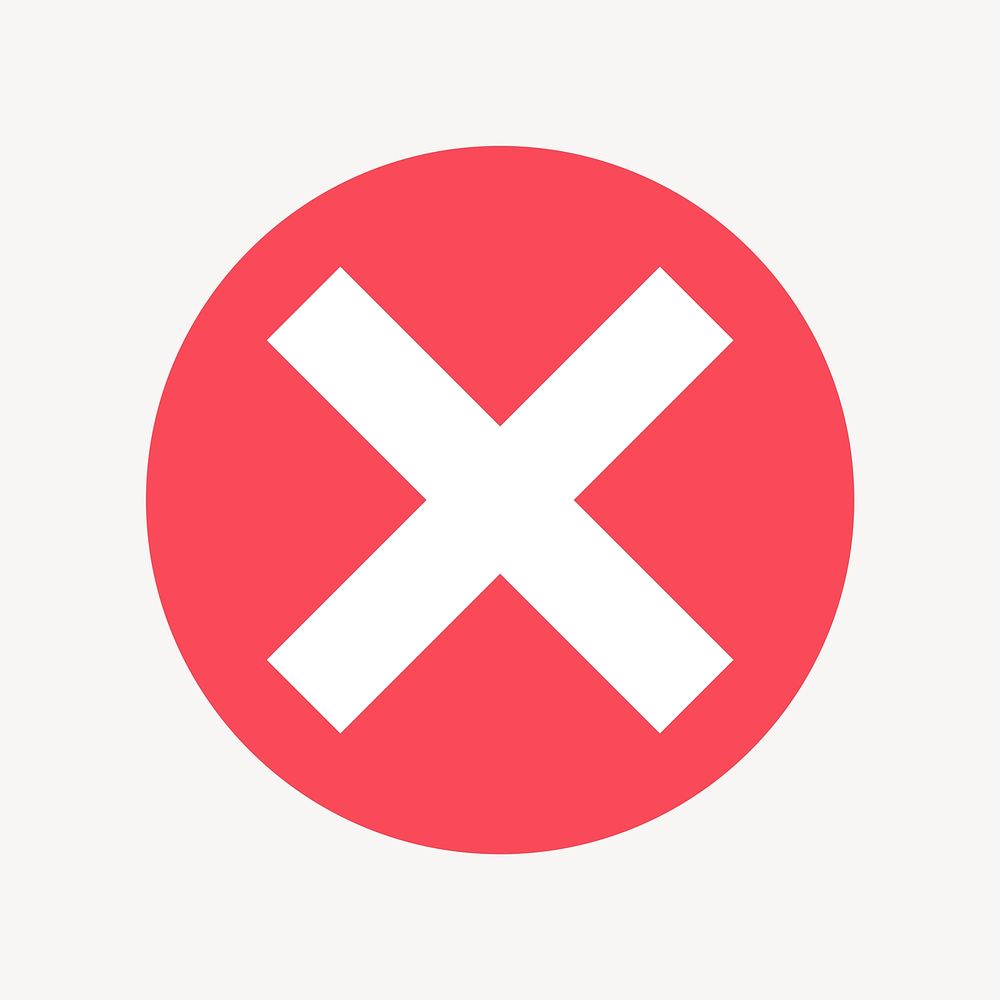 X mark icon, flat graphic vector