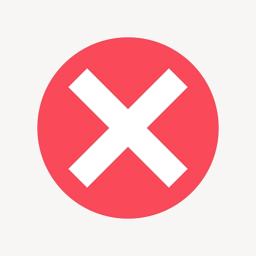 X mark icon, flat graphic