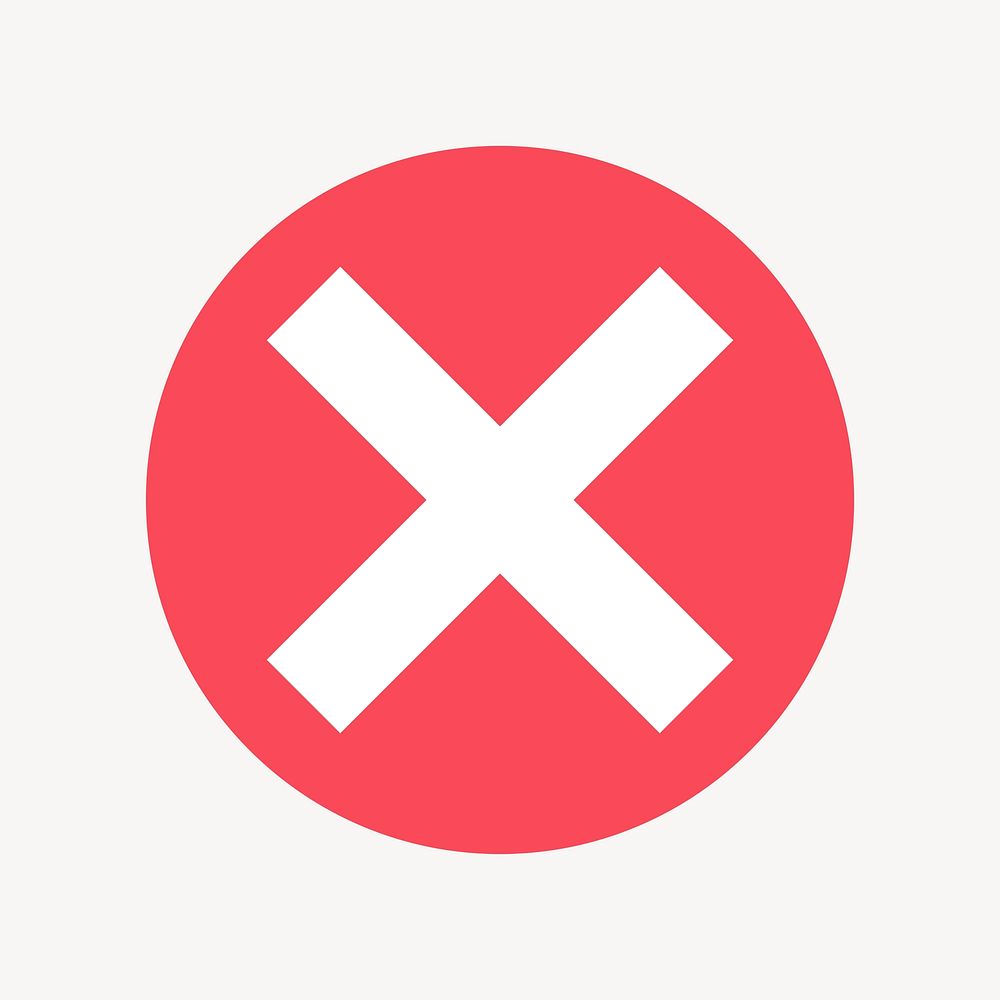 X mark icon, flat graphic psd