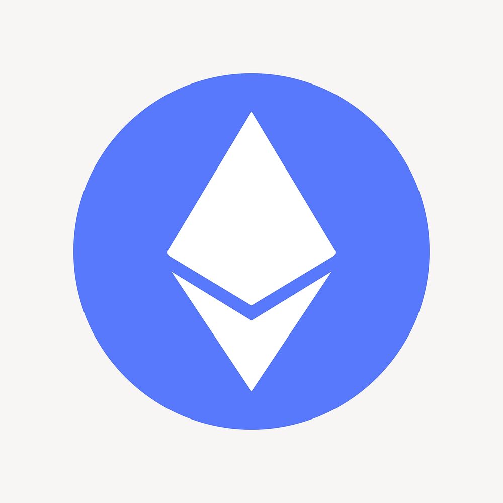 Ethereum cryptocurrency icon, flat graphic psd