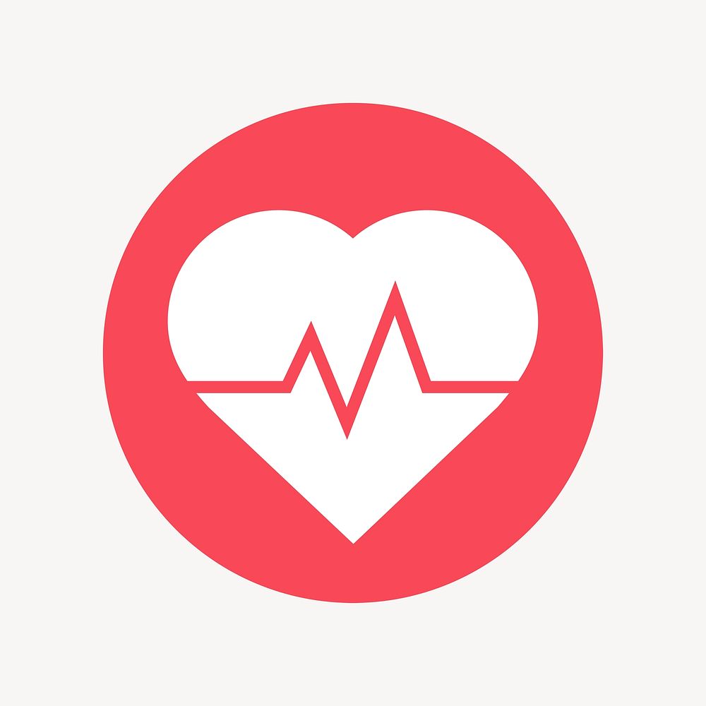 Heartbeat, health icon, flat graphic psd