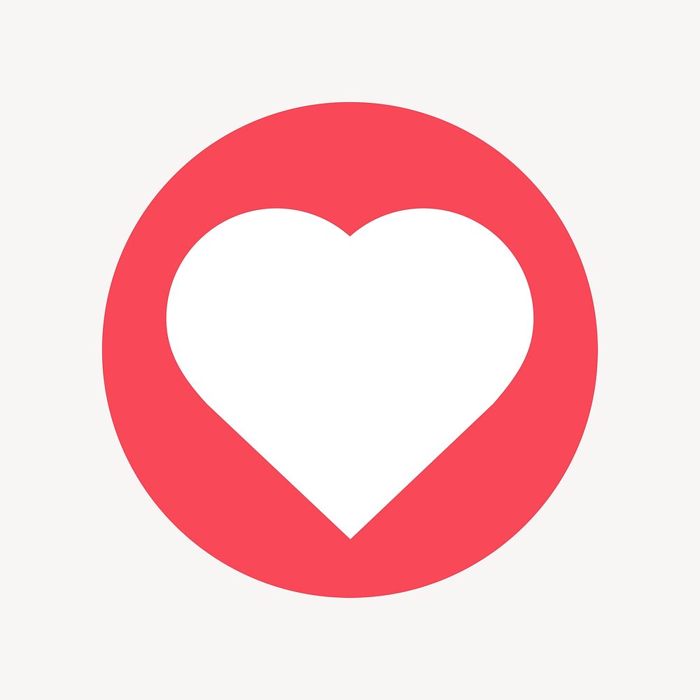 Heart shape icon, flat graphic psd
