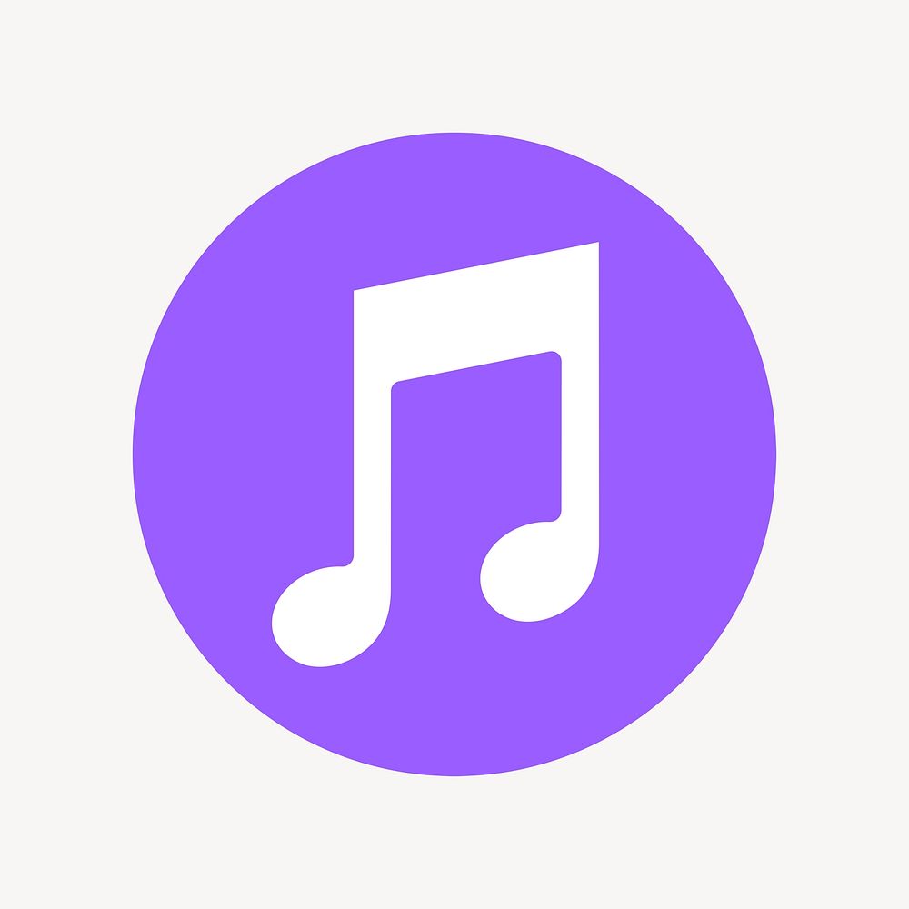 Music note app icon, flat graphic psd