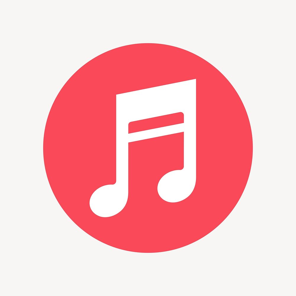 Music note app icon, flat graphic vector