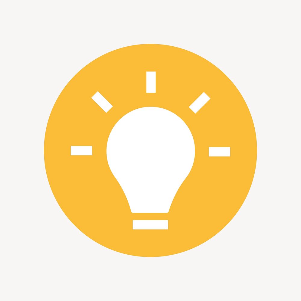 Light bulb icon, flat graphic psd