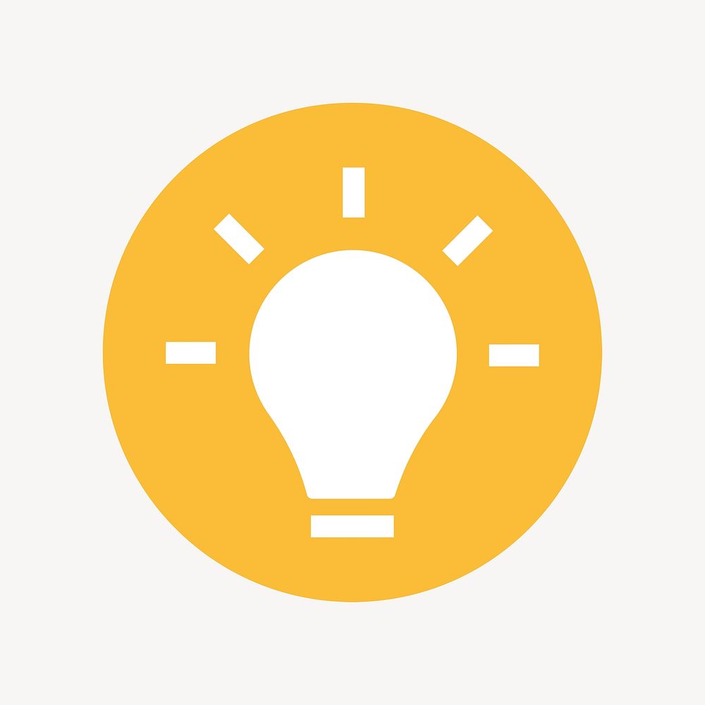 Light bulb icon, flat graphic