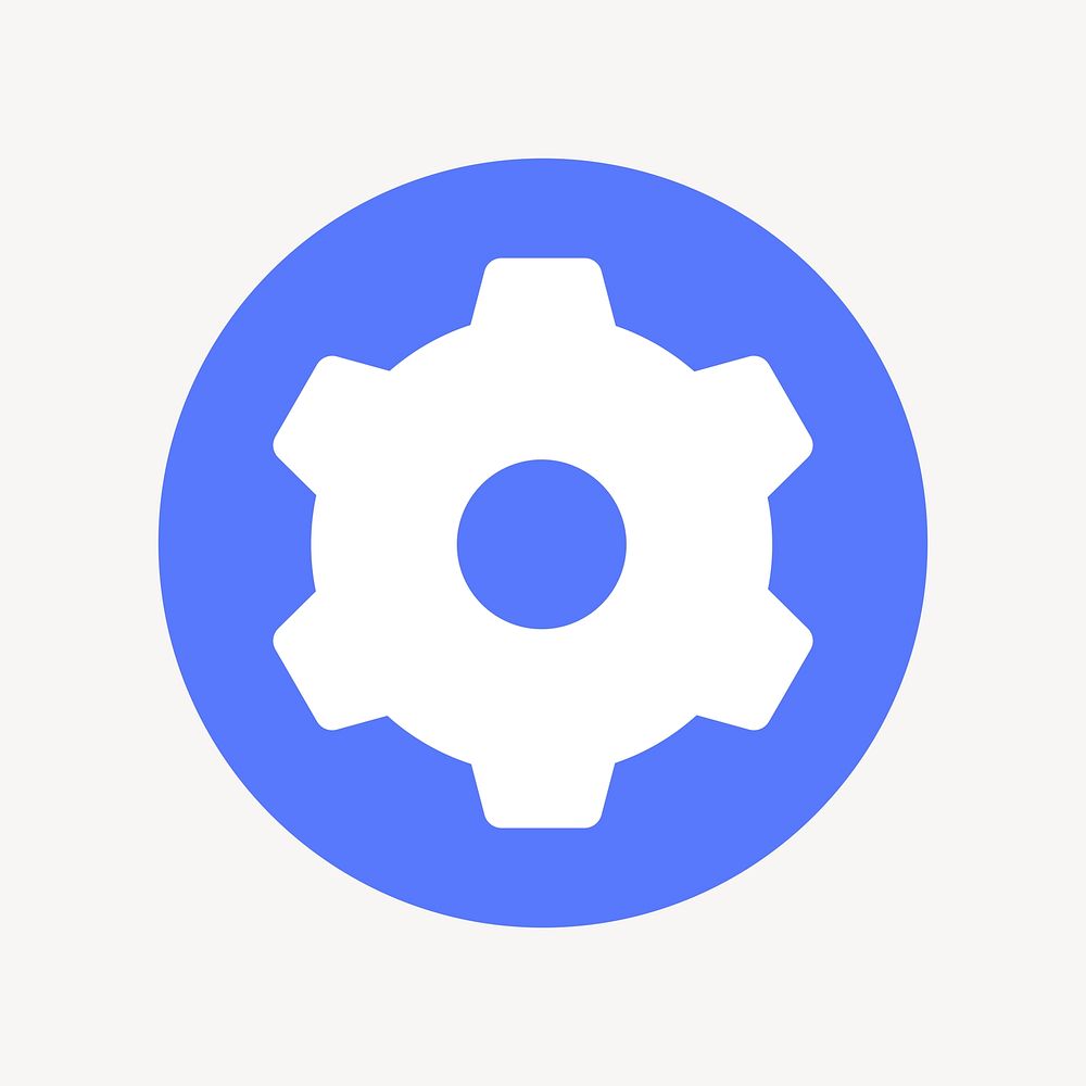 Cog, settings icon, flat graphic psd