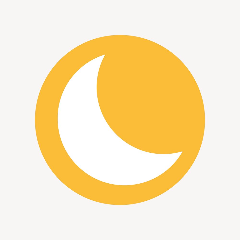 Crescent moon icon, flat graphic