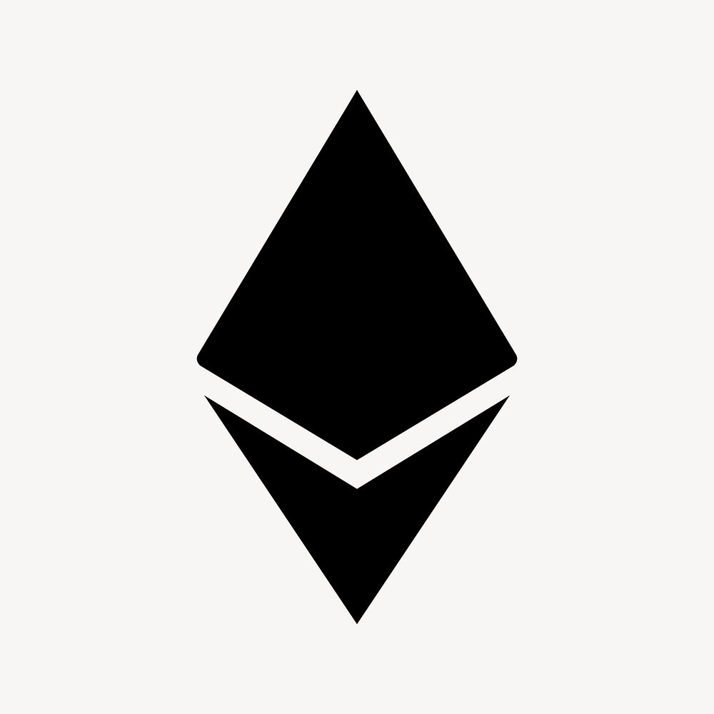 Ethereum cryptocurrency icon, flat graphic psd