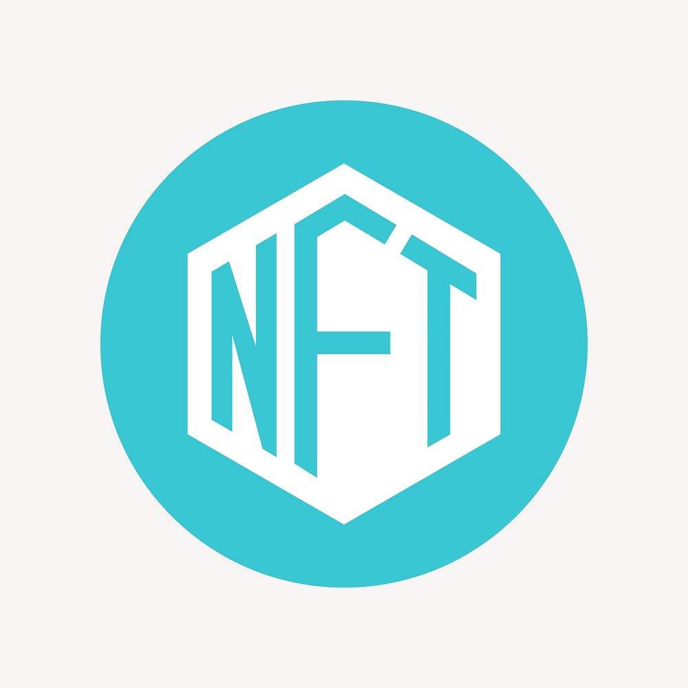 NFT cryptocurrency icon, flat graphic