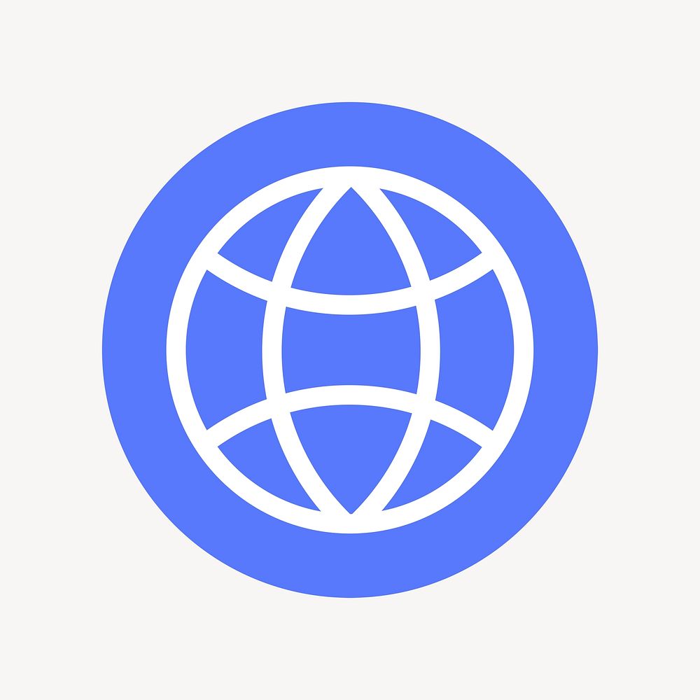 Globe grid icon, flat graphic psd