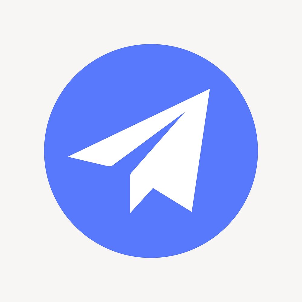 Paper plane messenger icon, flat graphic