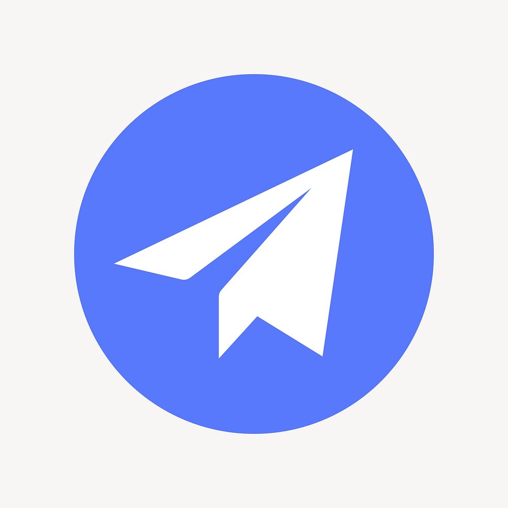 Paper plane messenger icon, flat graphic psd