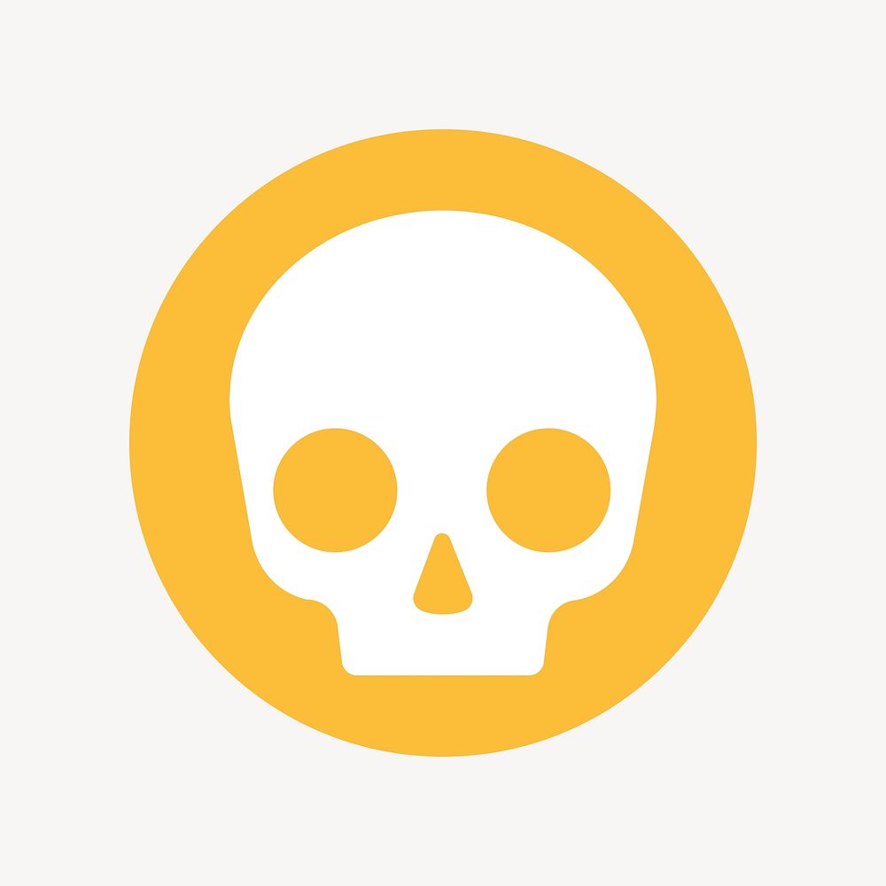 Human skull icon, flat graphic