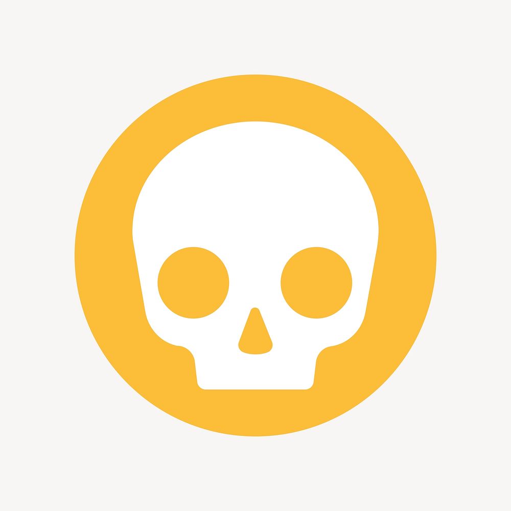 Human skull icon, flat graphic psd