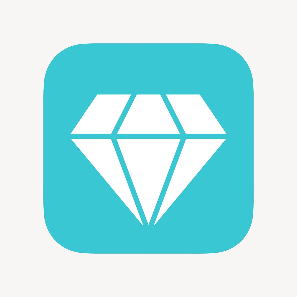 Diamond shape icon, flat graphic psd