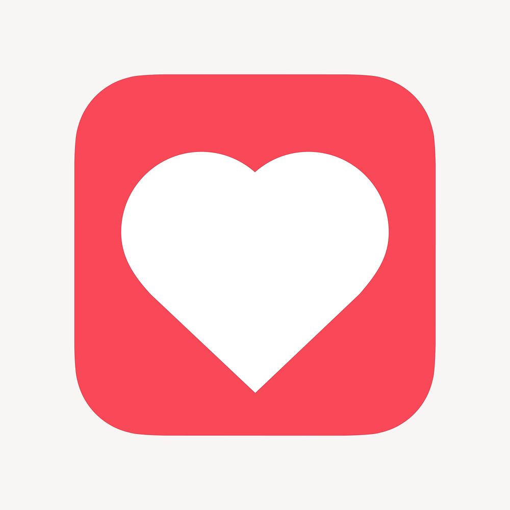 Heart shape icon, flat graphic psd