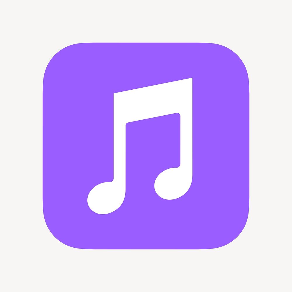 Music note app icon, flat graphic psd