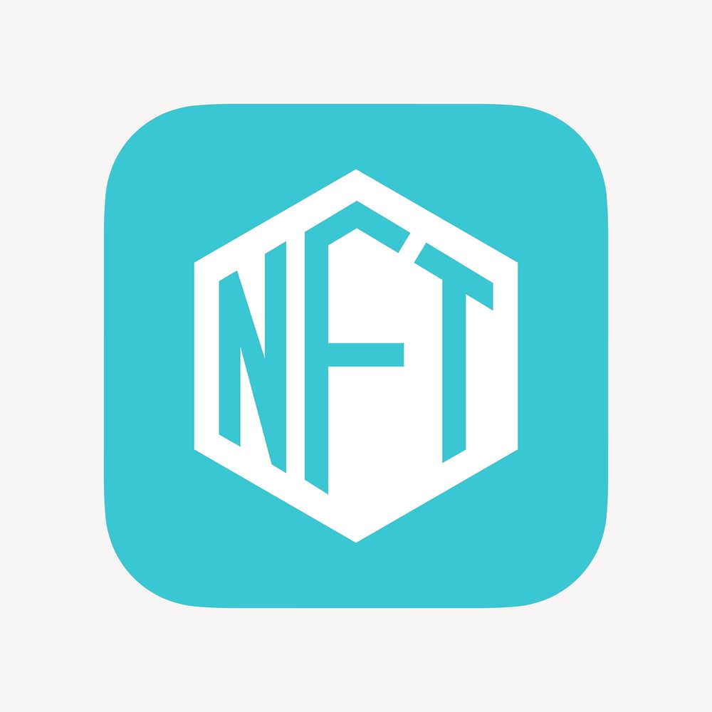 NFT cryptocurrency icon, flat graphic psd