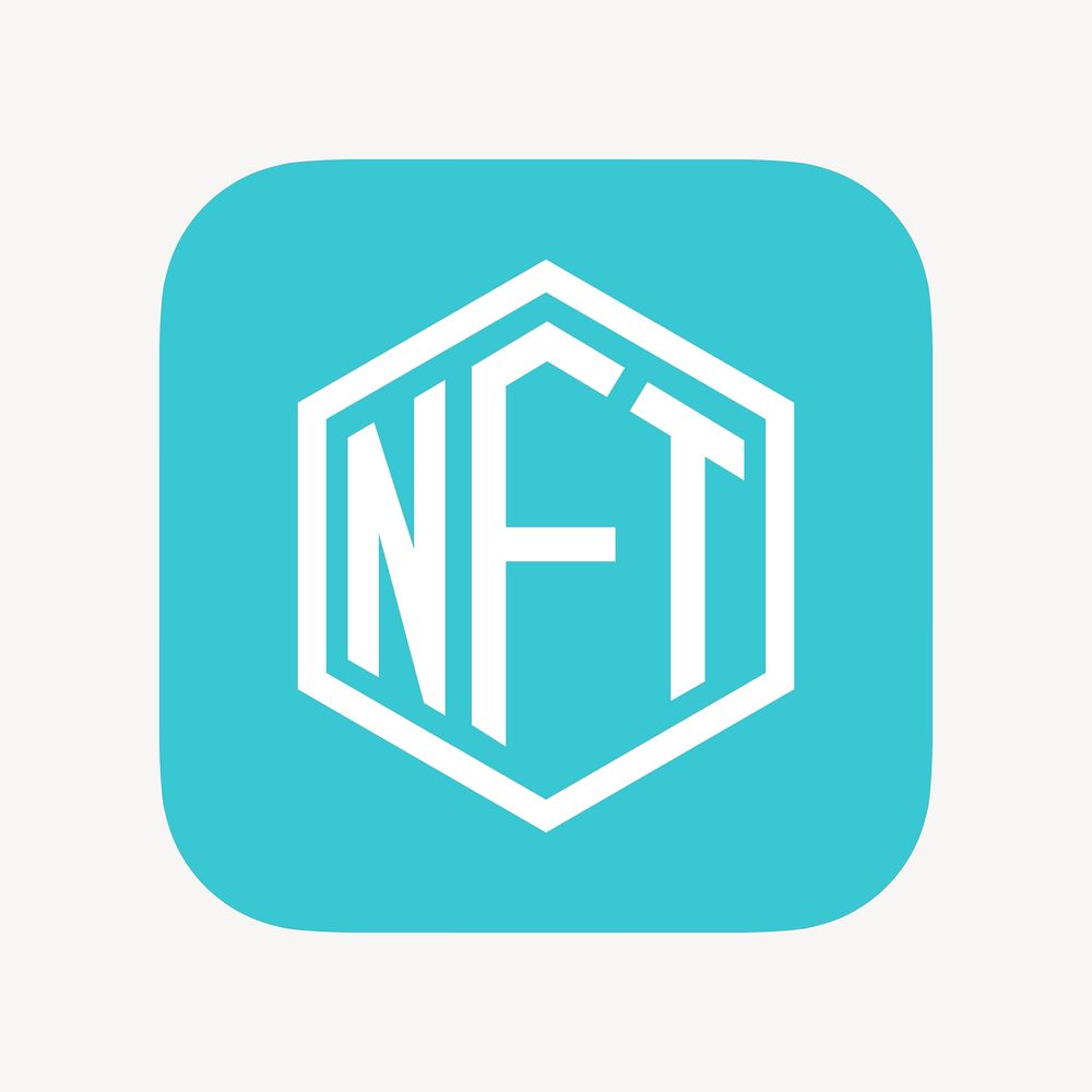 NFT cryptocurrency icon, flat graphic psd