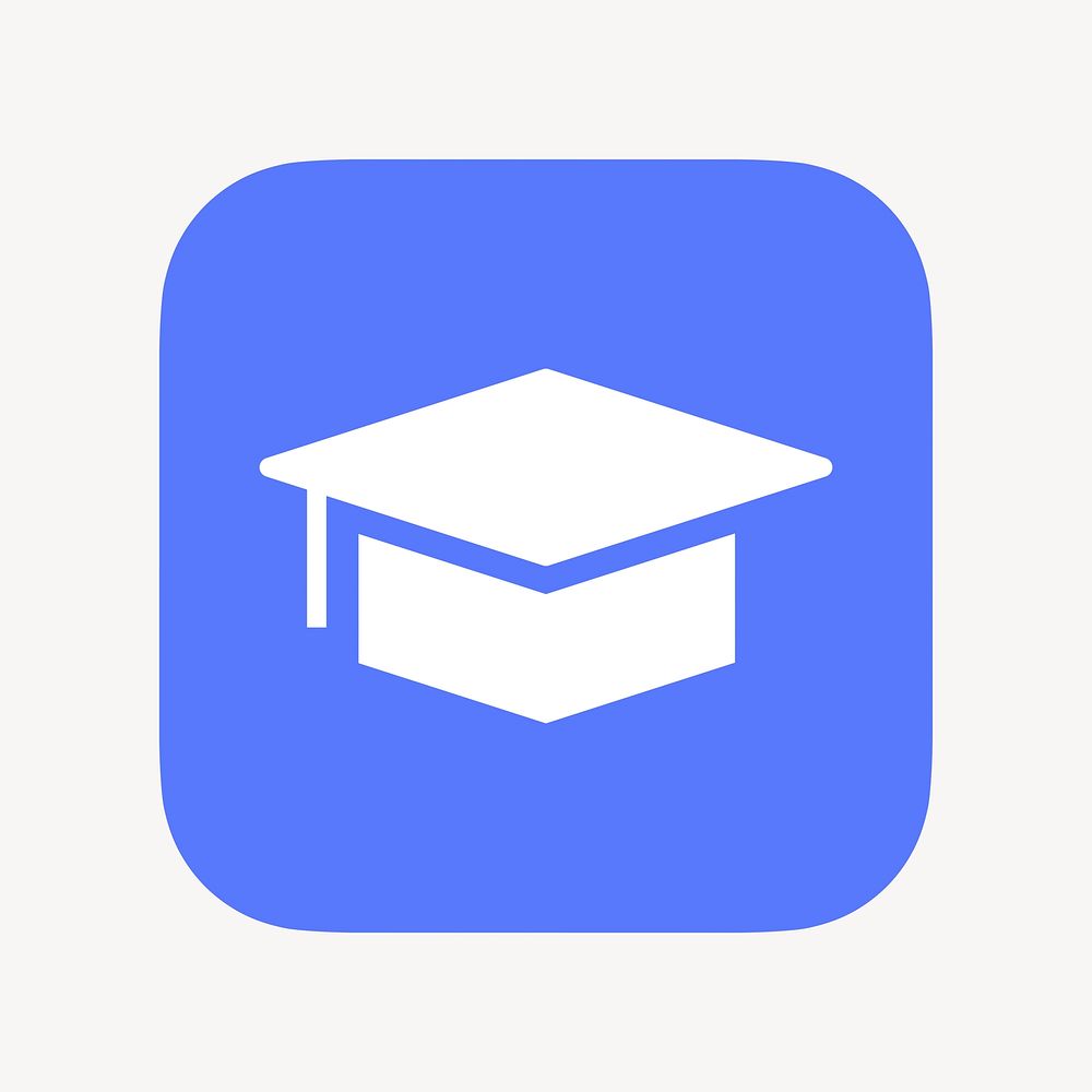 Graduation cap, education icon, flat graphic