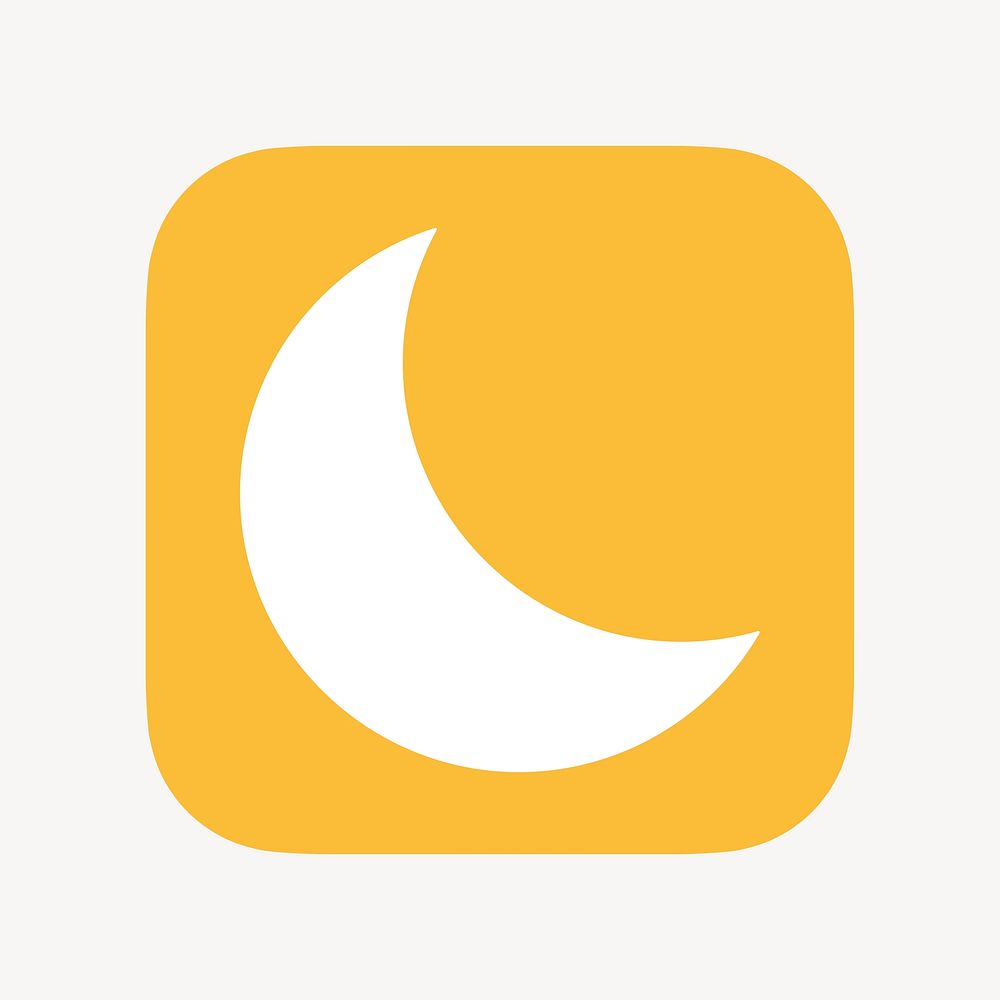 Crescent moon icon, flat graphic psd