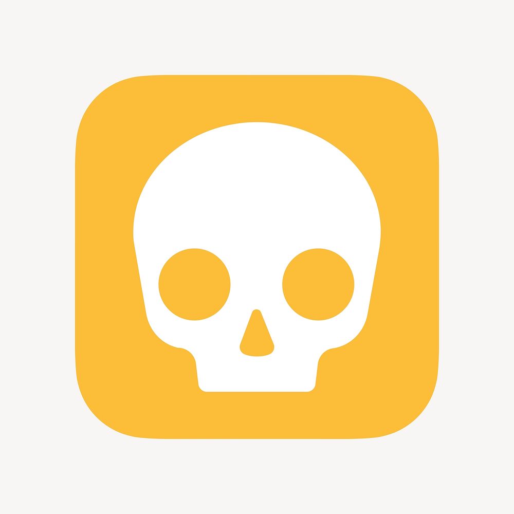 Human skull icon, flat graphic psd