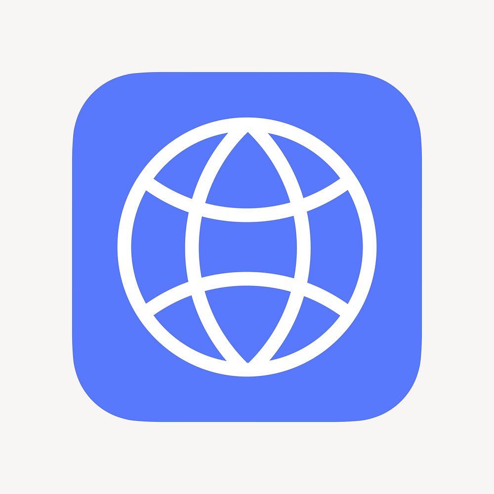 Globe grid icon, flat graphic psd