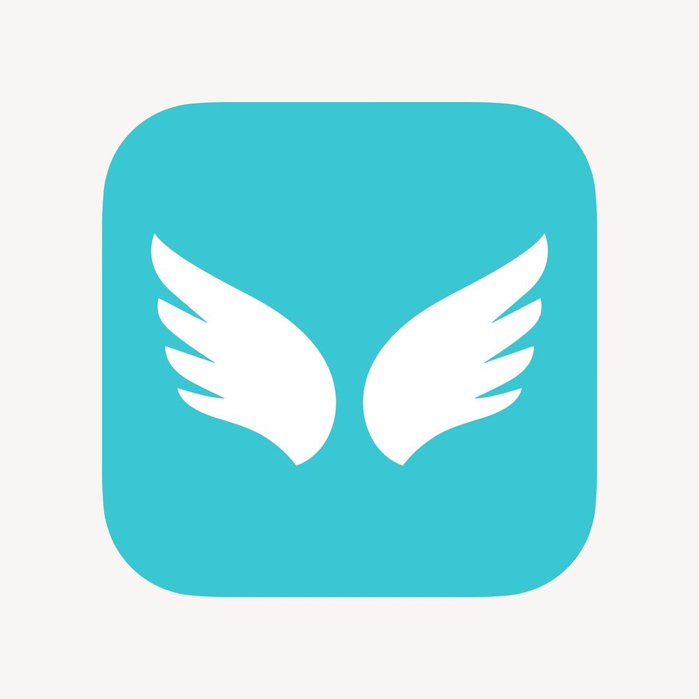Blue wings icon, flat graphic vector