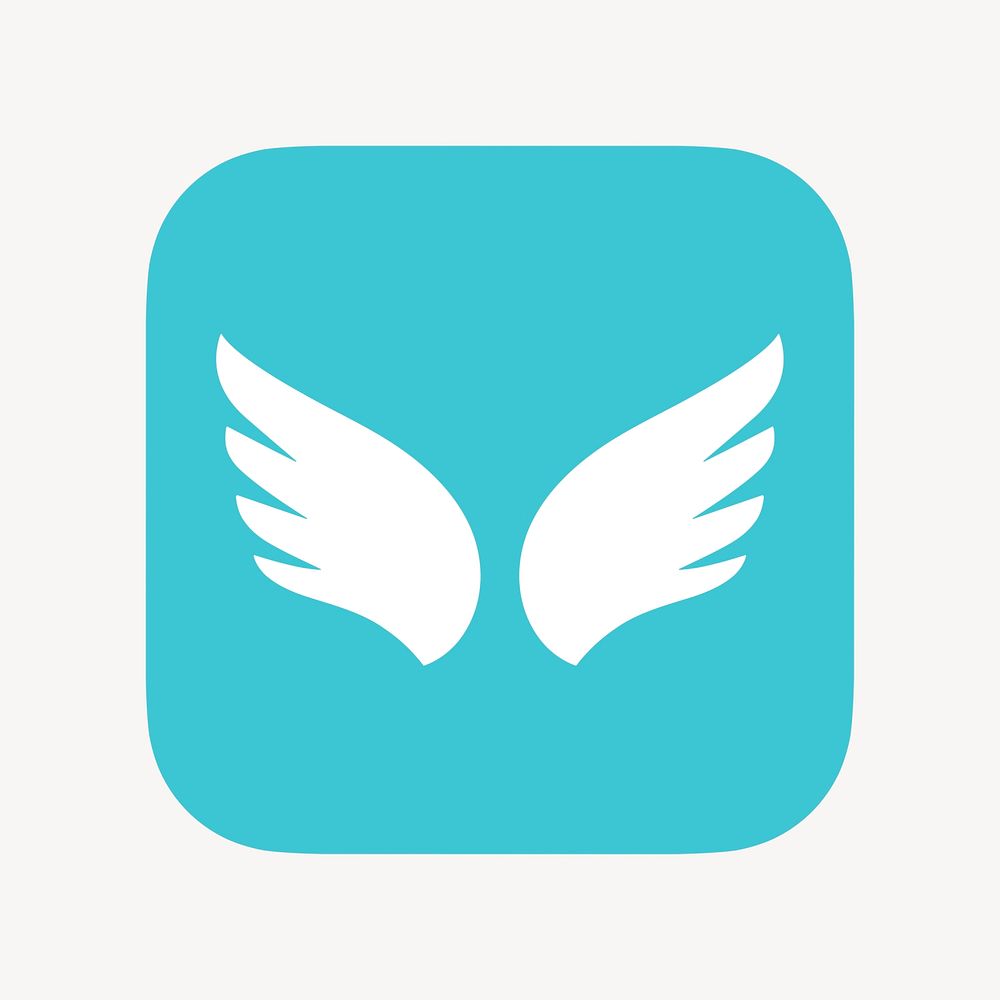 Blue wings icon, flat graphic