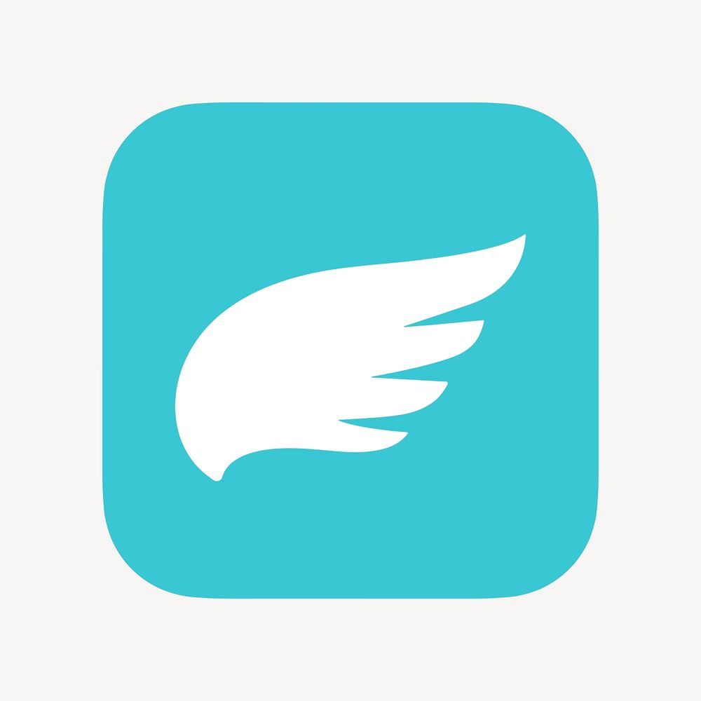 Blue wing icon, flat graphic psd