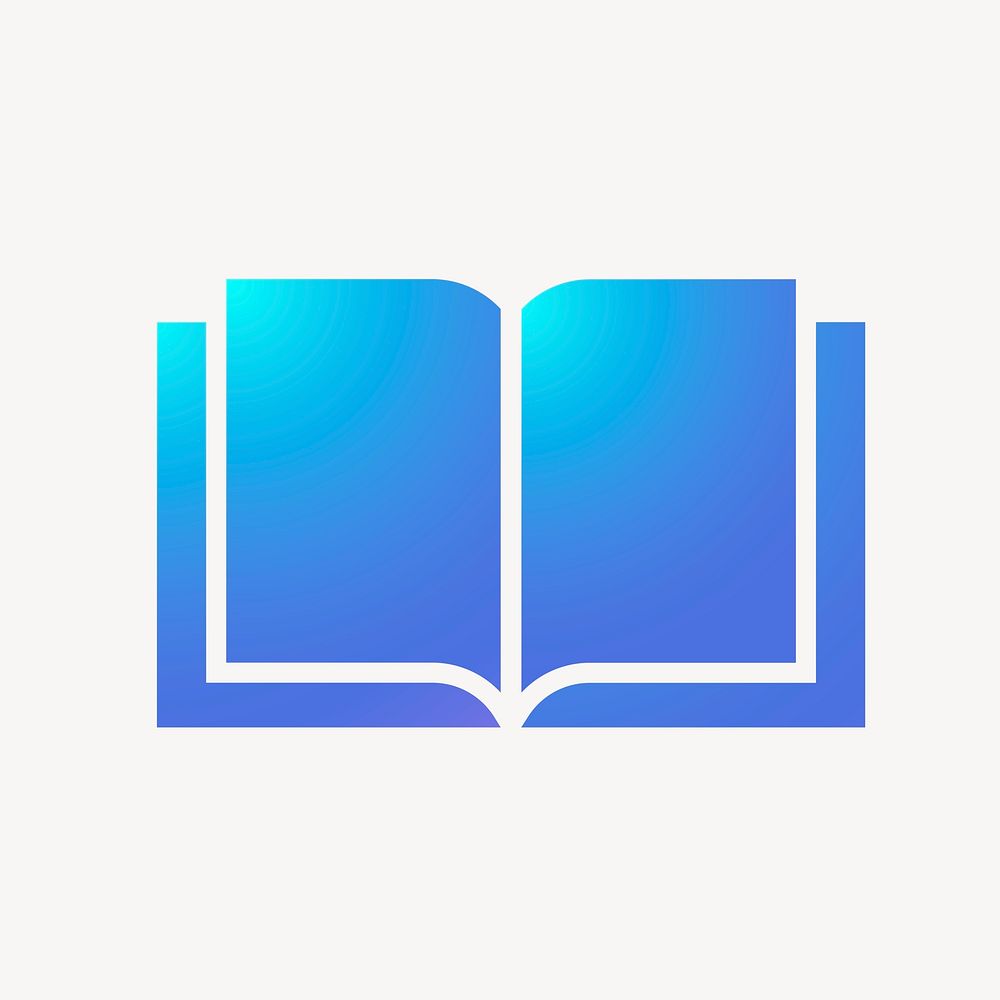 Open book, education icon, aesthetic gradient design psd