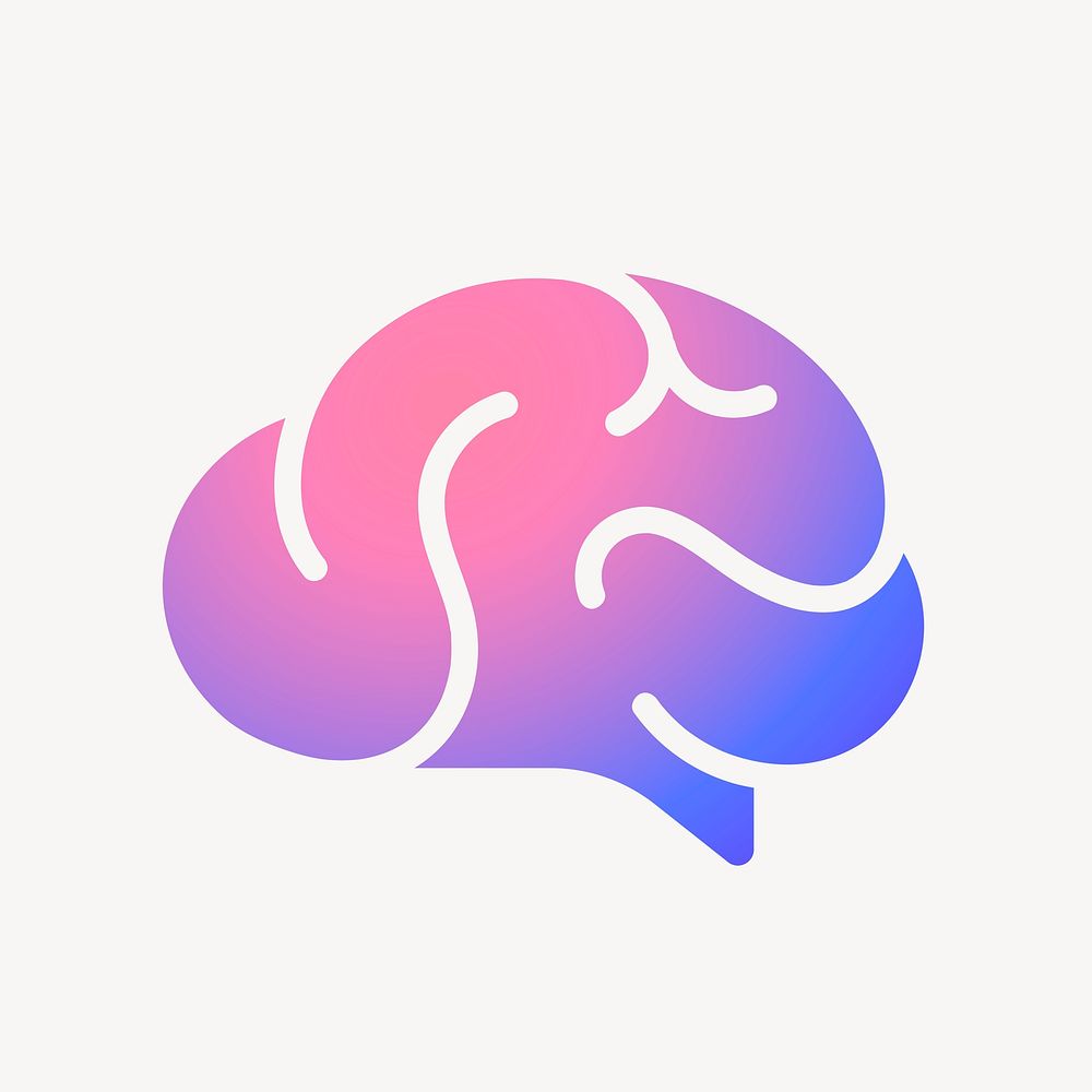 Brain, education icon, aesthetic gradient design psd