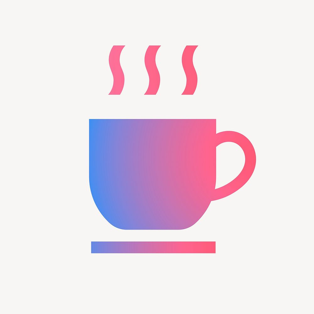 Coffee mug, cafe icon, aesthetic gradient design vector