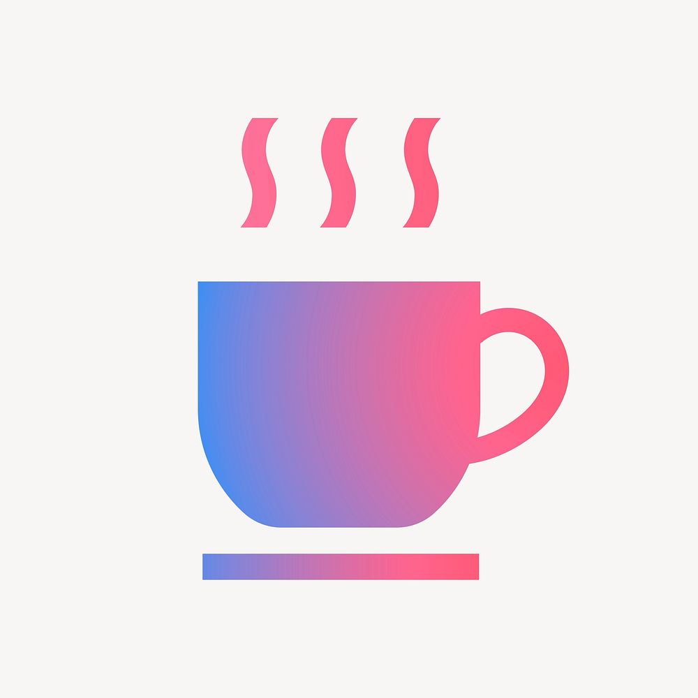 Coffee mug, cafe icon, aesthetic gradient design psd