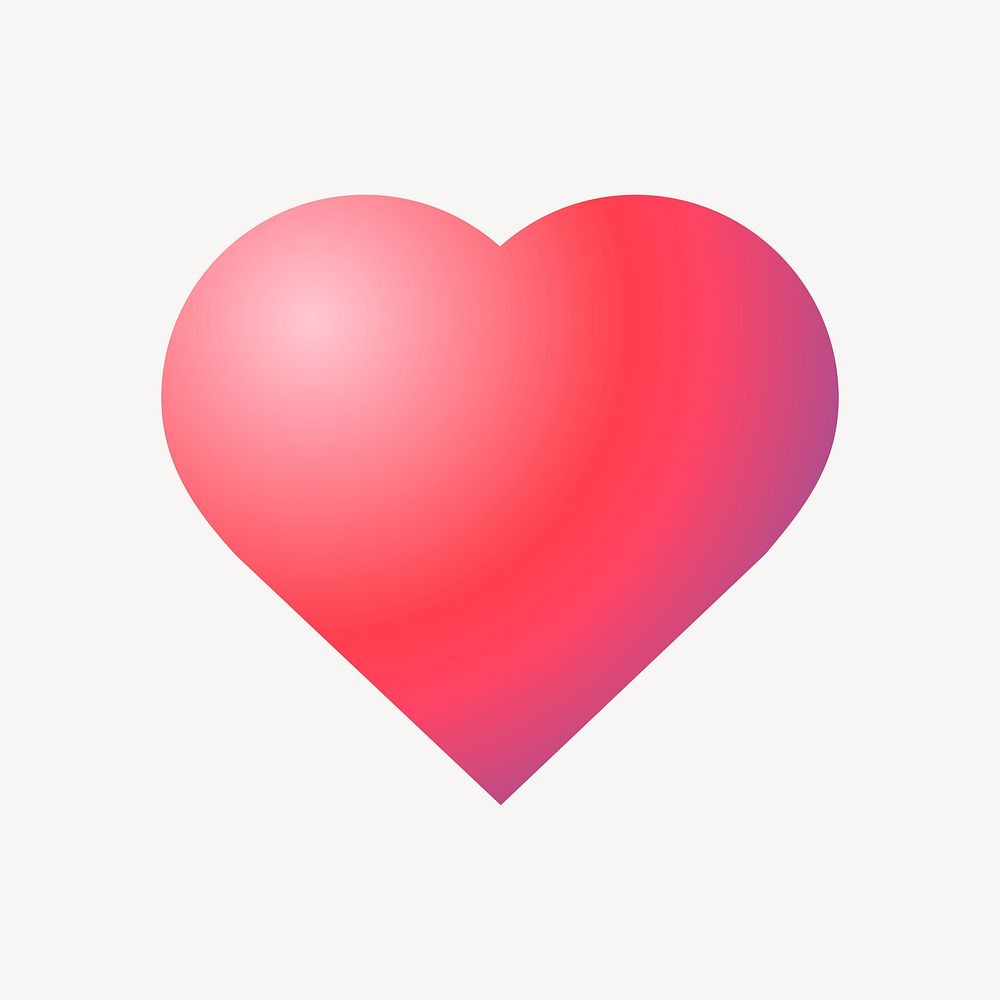 Heart shape icon, aesthetic gradient design psd