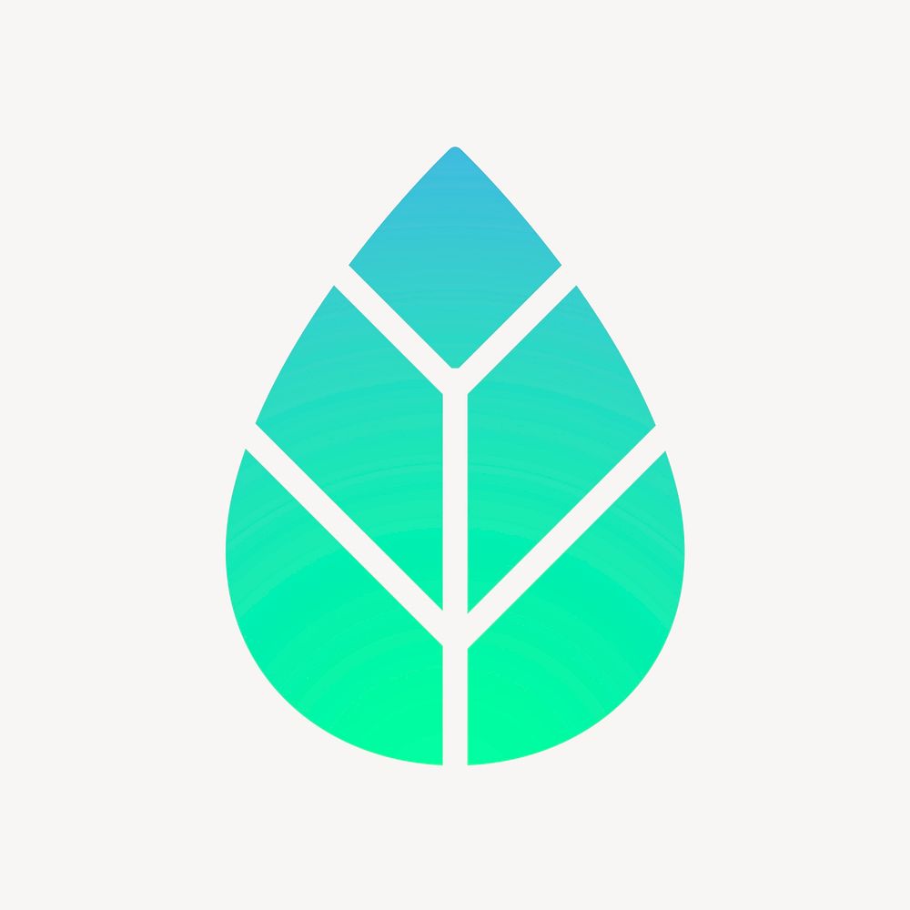 Leaf, environment icon, aesthetic gradient design vector