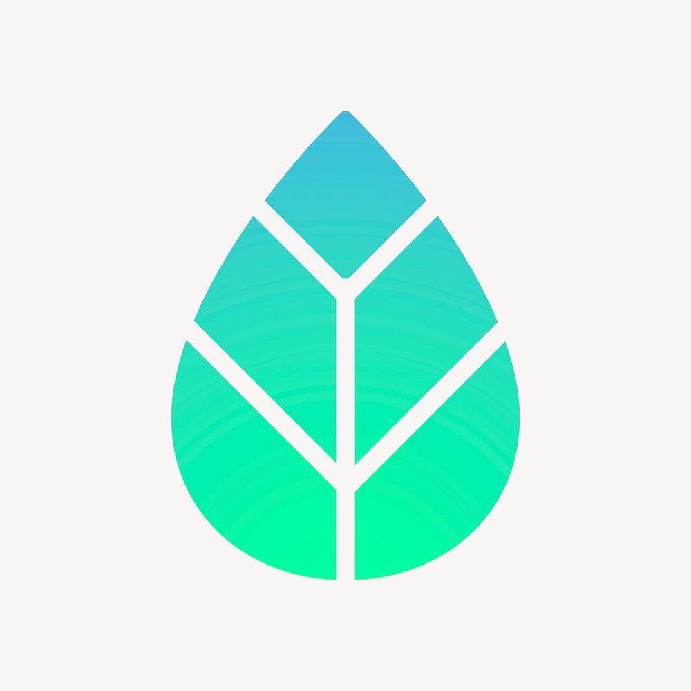 Leaf, environment icon, aesthetic gradient design psd